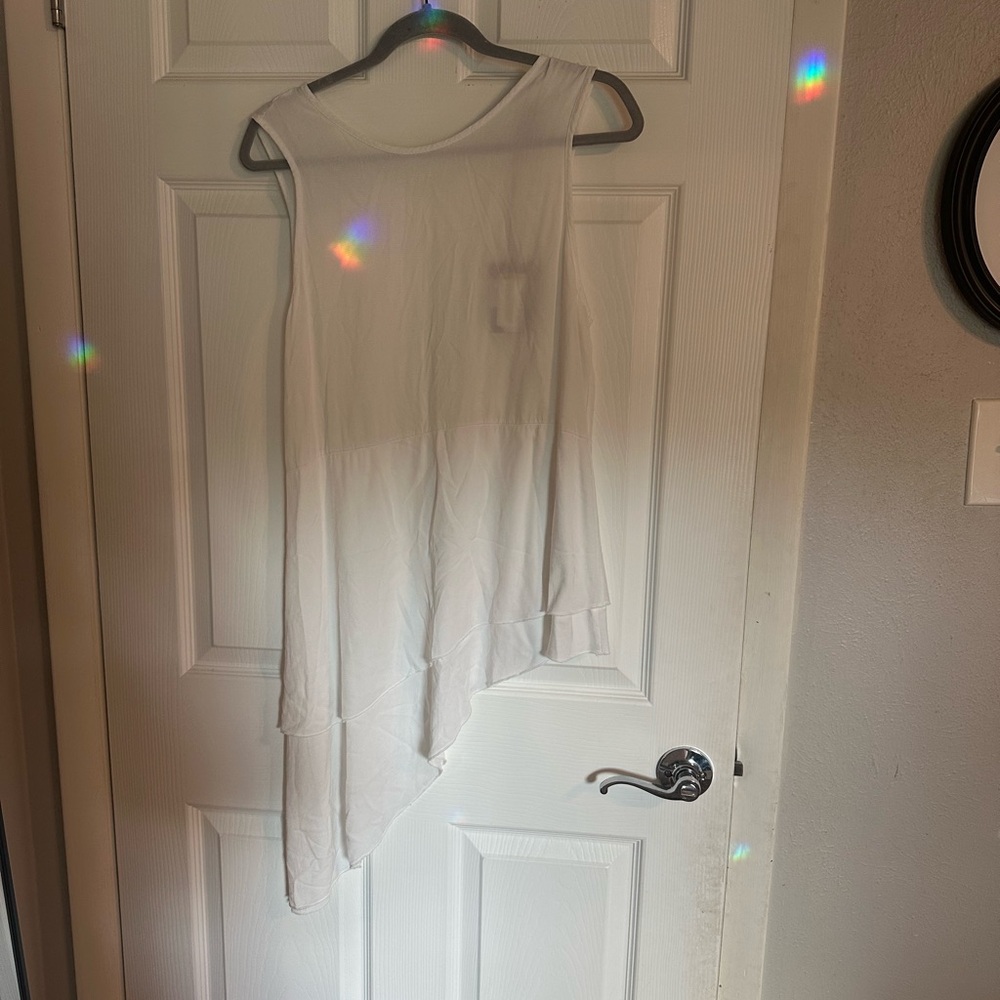 Asymmetrical White Sleeveless Top